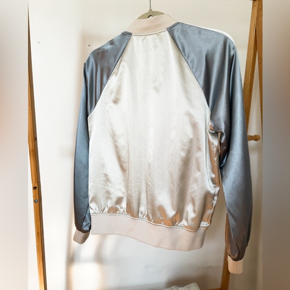 Tiger of Sweden Satin Bomber Jacket in Silver / Blue - Picture 2 of 5